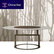 Contemporary table OLOSglassfabricmetal base