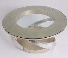 Art Deco coffee table TWIST : 7834glasssheet metalround
