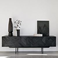 Contemporary TV cabinet Graphicwith drawersteakblack