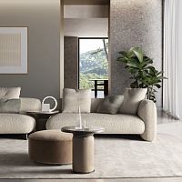 Contemporary side table BOBBINmetalleatherstone
