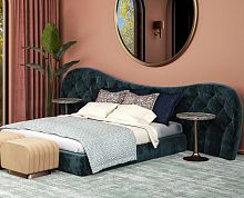 Double bed LINDAtraditionalupholsteredwith upholstered headboard