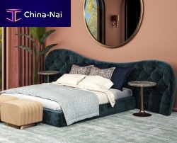 Double bed LINDAtraditionalupholsteredwith upholstered headboard