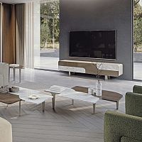 Contemporary TV cabinet Soul with drawerswalnutmarble