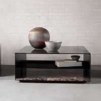 Contemporary coffee table EXPOSEsmoked glasspowder-coated steel basemarble base
