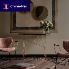 Contemporary sideboard table Linglasspolished stainless steel baserectangular