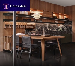 Marble kitchen CONVIVIUM & PENINSULA & WICcontemporarywalnutteak