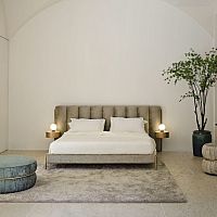 Double bed Ibiscocontemporaryupholsteredwith headboard