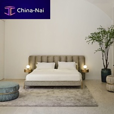 Double bed Ibiscocontemporaryupholsteredwith headboard