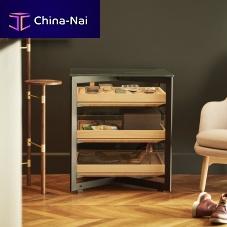 Contemporary side table b Solitaireoakglassmetal