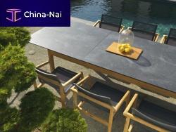 Contemporary table TEKURAteakHPLteak base