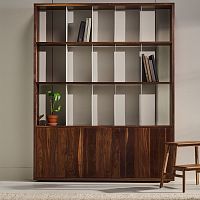 Free-standing bookcase S304 seriescontemporaryAmerican walnutbleached oak