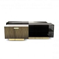 Contemporary coffee table CUBICLEsmoked glassbrushed brasspolished brass base