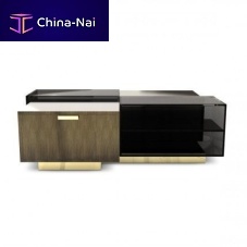 Contemporary coffee table CUBICLEsmoked glassbrushed brasspolished brass base
