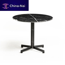 Contemporary coffee table Piana Smarblepainted metal baseround
