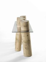 Contemporary console table VENICE CEDROglasspolished steelsolid wood base
