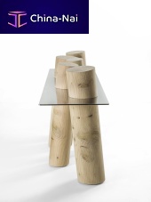Contemporary console table VENICE CEDROglasspolished steelsolid wood base
