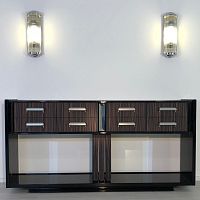 Art Deco TV cabinet with drawersglossy lacquered woodMacassar ebony