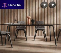 Contemporary table Ostempered glassceramicpowder-coated steel base