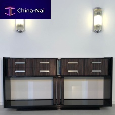 Art Deco TV cabinet with drawersglossy lacquered woodMacassar ebony