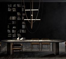Contemporary dining table STADIOsolid woodstonesteel base