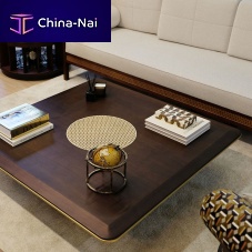 Contemporary table Matthewwalnutrattanglass