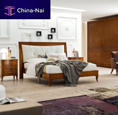 Double bed AURORAtraditionalwith upholstered headboardsolid wood