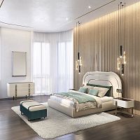 Double bed EDENcontemporaryupholsteredwith headboard