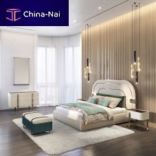 Double bed EDENcontemporaryupholsteredwith headboard