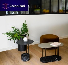Contemporary coffee table Bijoux � The duosteelmarble basewith carbon base