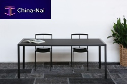 Contemporary table linoleummetal baserectangular