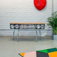 Free-standing desk CAR 132original designwoodenchromed metal base