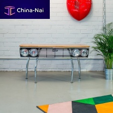 Free-standing desk CAR 132original designwoodenchromed metal base