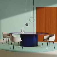 Contemporary dining table Okulacquered MDFlacquered MDF basesteel base