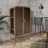 Art Deco wardrobe COLUMBIAwoodbrasswith sliding door