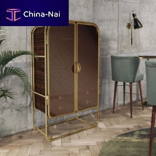 Art Deco wardrobe COLUMBIAwoodbrasswith sliding door