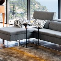 Contemporary side table ASCOT JR-t938leatherlacquered metal basechromed metal base