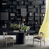 Contemporary table Holo Pillaroakwalnutmarble