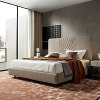 Double bed L12contemporaryupholsteredwith headboard