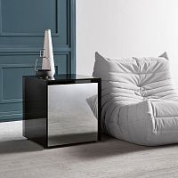 Contemporary side table GOTHAMglasssquarewith drawer