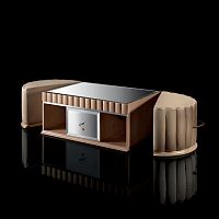 Contemporary coffee table BUTTERFLYwoodenglassleather