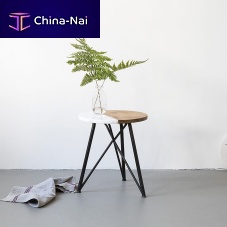 Contemporary side table oakironmarble