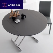 Contemporary table SIMPLE GLASSglassroundextending