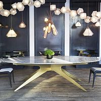 Contemporary dining table DEANsteelmarbleoval