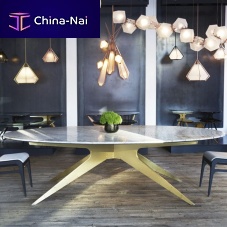 Contemporary dining table DEANsteelmarbleoval