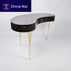 Contemporary desk BEAN woodenwith storage compartment3-legged