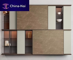 Contemporary living room wall unit FLOATING SYSTEMmelaminewalnutoak