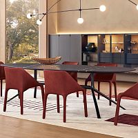 Contemporary table MONDRIANwoodenglassmarble