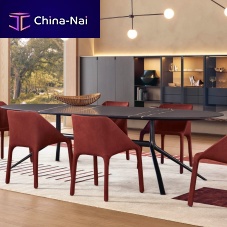 Contemporary table MONDRIANwoodenglassmarble