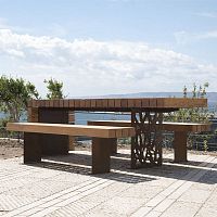 Contemporary table MIGRATIONwoodensteel basestainless steel base