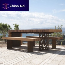 Contemporary table MIGRATIONwoodensteel basestainless steel base